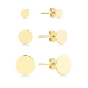 14k Gold Dot Flat Disc Stud Earrings, Gold or Silver Tiny Stud Earrings, Dainty Minimalist Simple Everyday Earrings for Women Men Girls (5mm 14k gold)