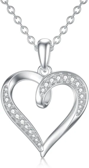 14K Gold Heart Pendant Necklace for Women, 14KT Gold Heart Moissanite Love Necklace Jewelry Mothers Day Gifts for Mom Her Wife Birthday Anniversary Jewelry, 16 2 Inch