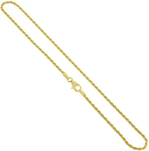 14k Gold over 925 Sterling Silver Vermeil 1.5mm Rope Foot Chain Anklet