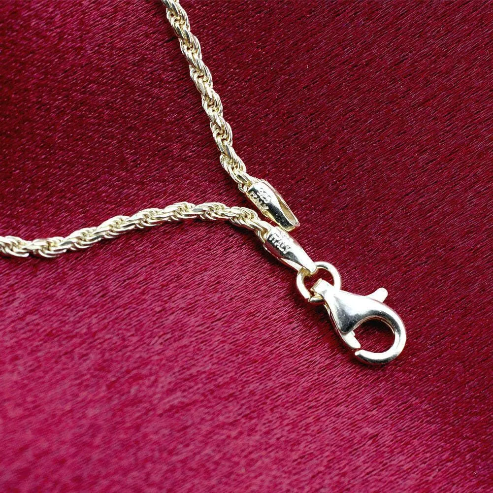 14k Gold over 925 Sterling Silver Vermeil 1.5mm Rope Foot Chain Anklet