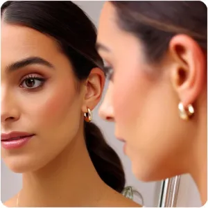 14k Gold Plated Graduated Hoop Huggie Earring