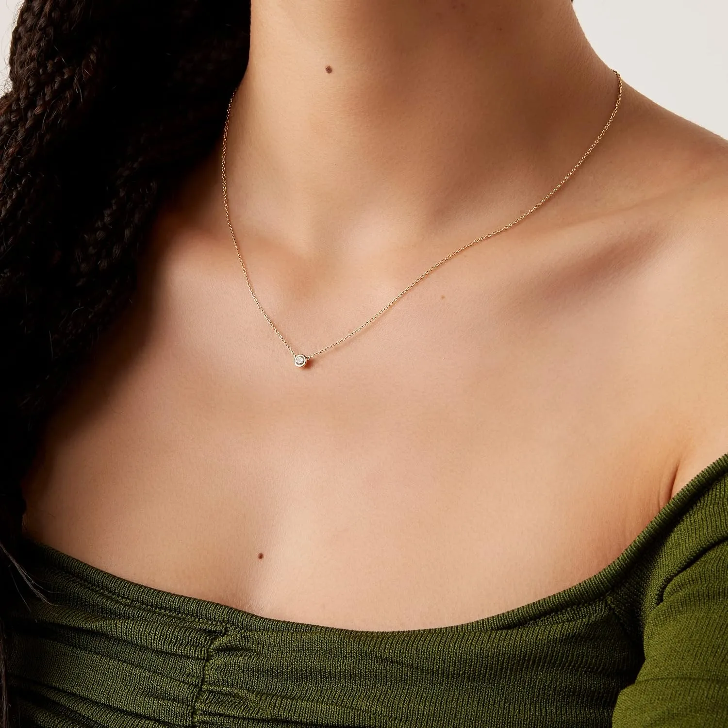 14k Solid Gold Diamond Solitaire Necklace Series,No fading, No allergies, Non gold-plating,Lab grown Diamond, DEF VS~VVS, Classic,Lobster buckle
