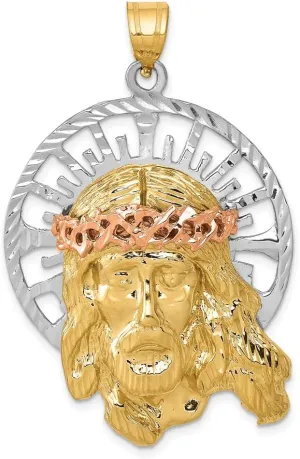 14k Tri-Color Gold 55x34mm Jesus Pendant