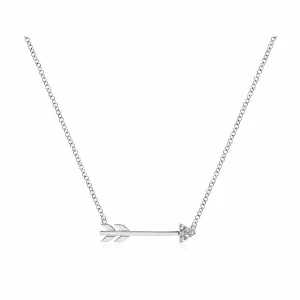 14K White Gold Diamond Arrow Necklace - NK5448W45JJ