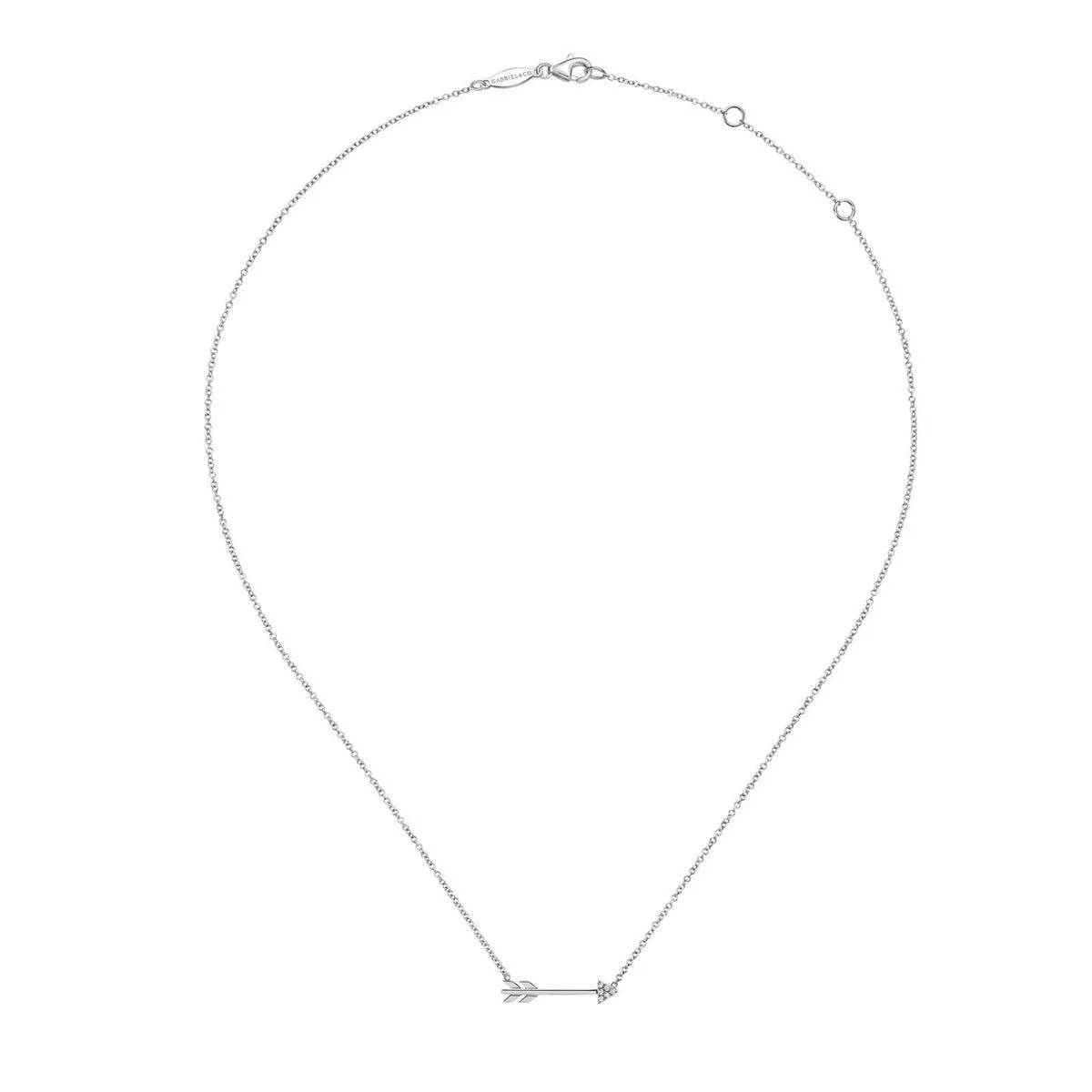 14K White Gold Diamond Arrow Necklace - NK5448W45JJ