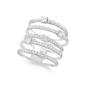 14k White Gold Multi Row Diamond Ring