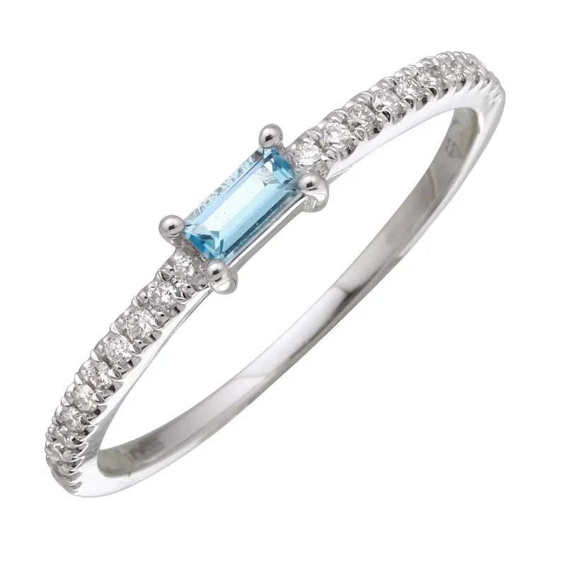 14k Yellow Gold Diamond & Blue Topaz Ring