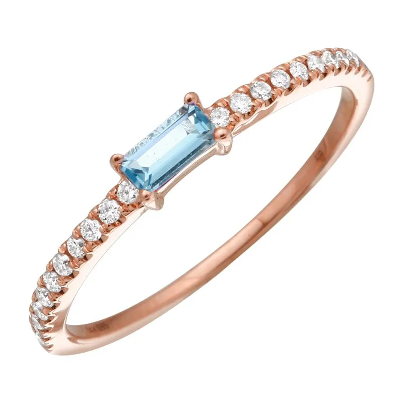 14k Yellow Gold Diamond & Blue Topaz Ring