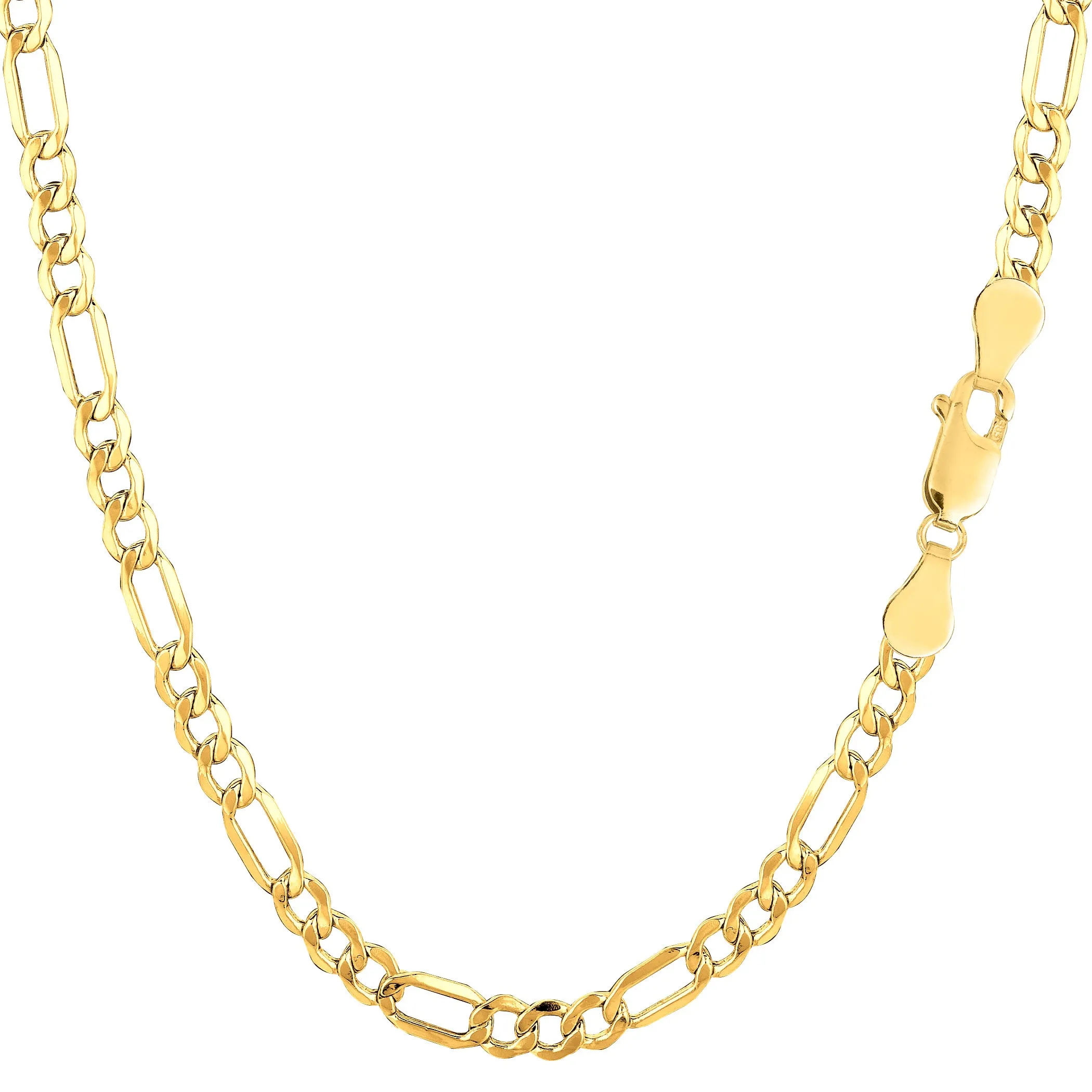 14K Yellow Gold Filled Solid Figaro Chain Bracelet, 3.2 mm, 8.5"