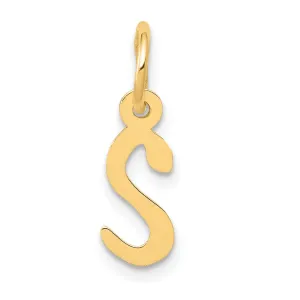 14k Yellow Gold Small Slanted Block Letter S Initial Pendant