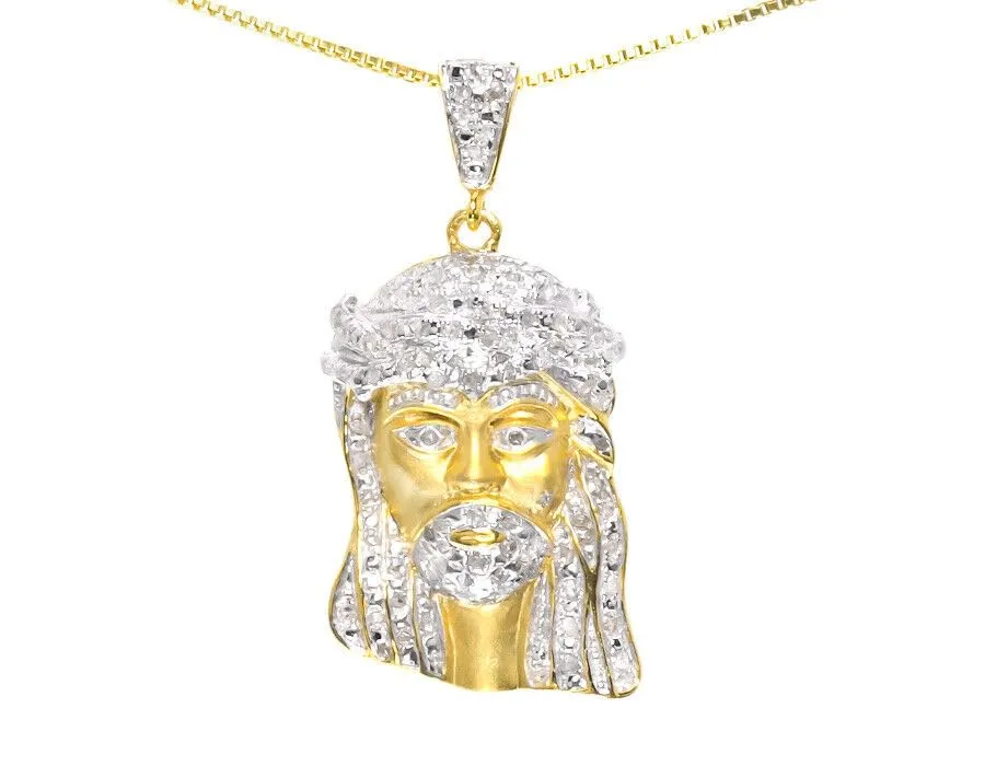 14K Yellow/White Gold Plated Brass AAA Good Quality Jesus Piece Pendant, Hip Hop Costume Fashion Jewelry for Men, Stylish Statement Necklace