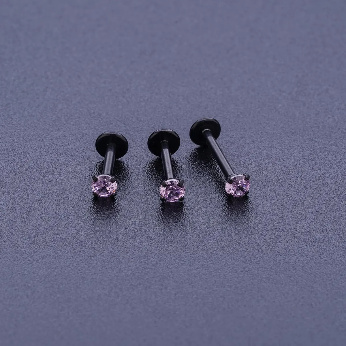 16G 18G 20G Threadless Push in Lip Ring for Women Men Black Stainless Steel CZ Top Labret Stud Jewelry for Nose Tragus Helix Cartilage Monroe Piercing Jewelry 6mm 8mm 10mm