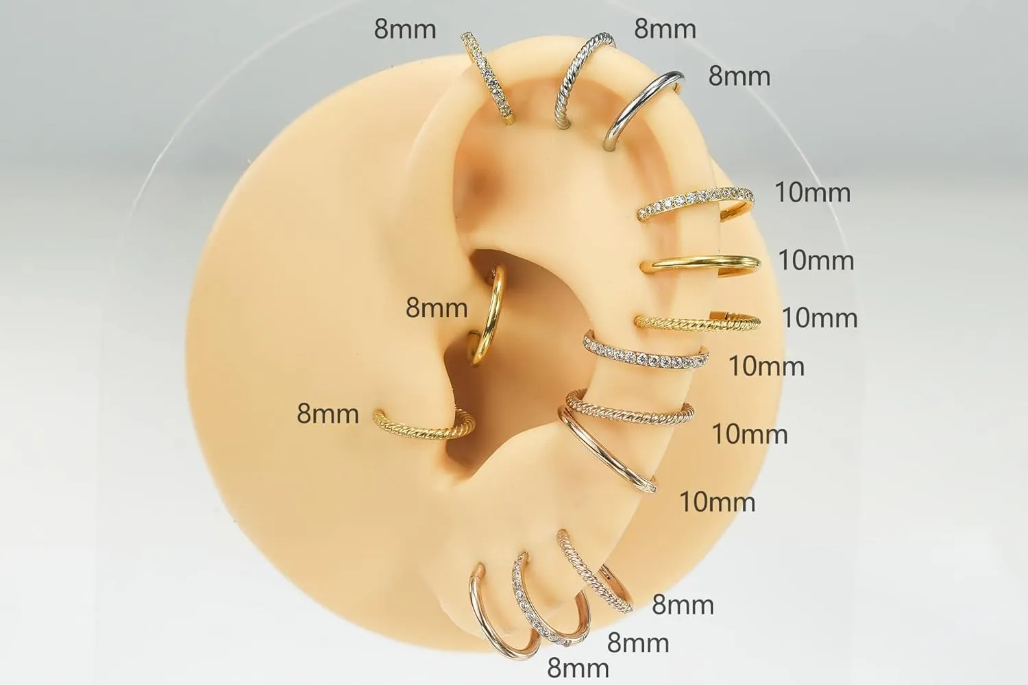 16G 18G 6mm 8mm 10mm Hinged Clicker Segment CZ Twisted Clicker Nose Rings Hoop Helix Cartilage Daith Tragus Sleeper Earrings Body Piercing for Women Men
