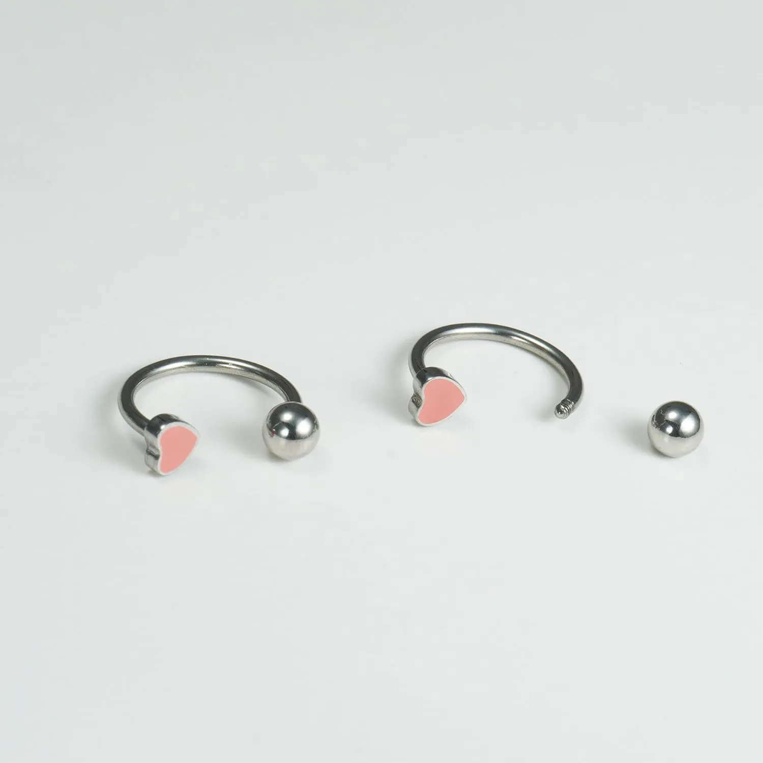 16G 2PCs Cute Heart Snake Bite Jewelry, Lip Rings Snake Bites, Horseshoe Labret Jewelry for Lip Piercing, Black Red Pink, 8mm 10mm 12mm