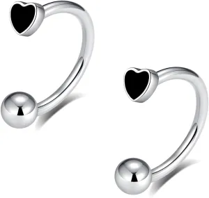 16G 2PCs Cute Heart Snake Bite Jewelry, Lip Rings Snake Bites, Horseshoe Labret Jewelry for Lip Piercing, Black Red Pink, 8mm 10mm 12mm