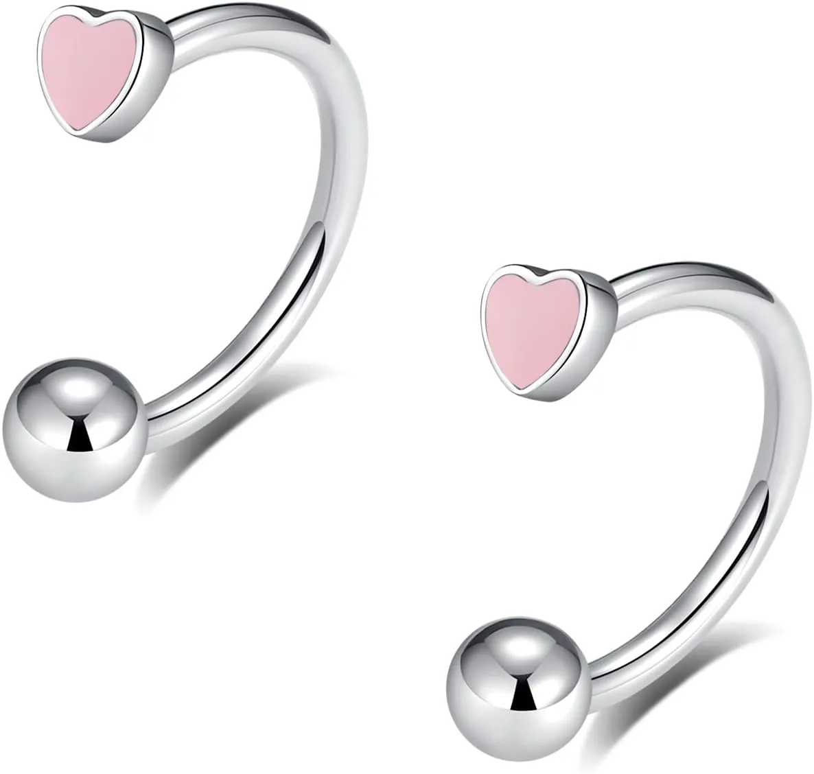 16G 2PCs Cute Heart Snake Bite Jewelry, Lip Rings Snake Bites, Horseshoe Labret Jewelry for Lip Piercing, Black Red Pink, 8mm 10mm 12mm