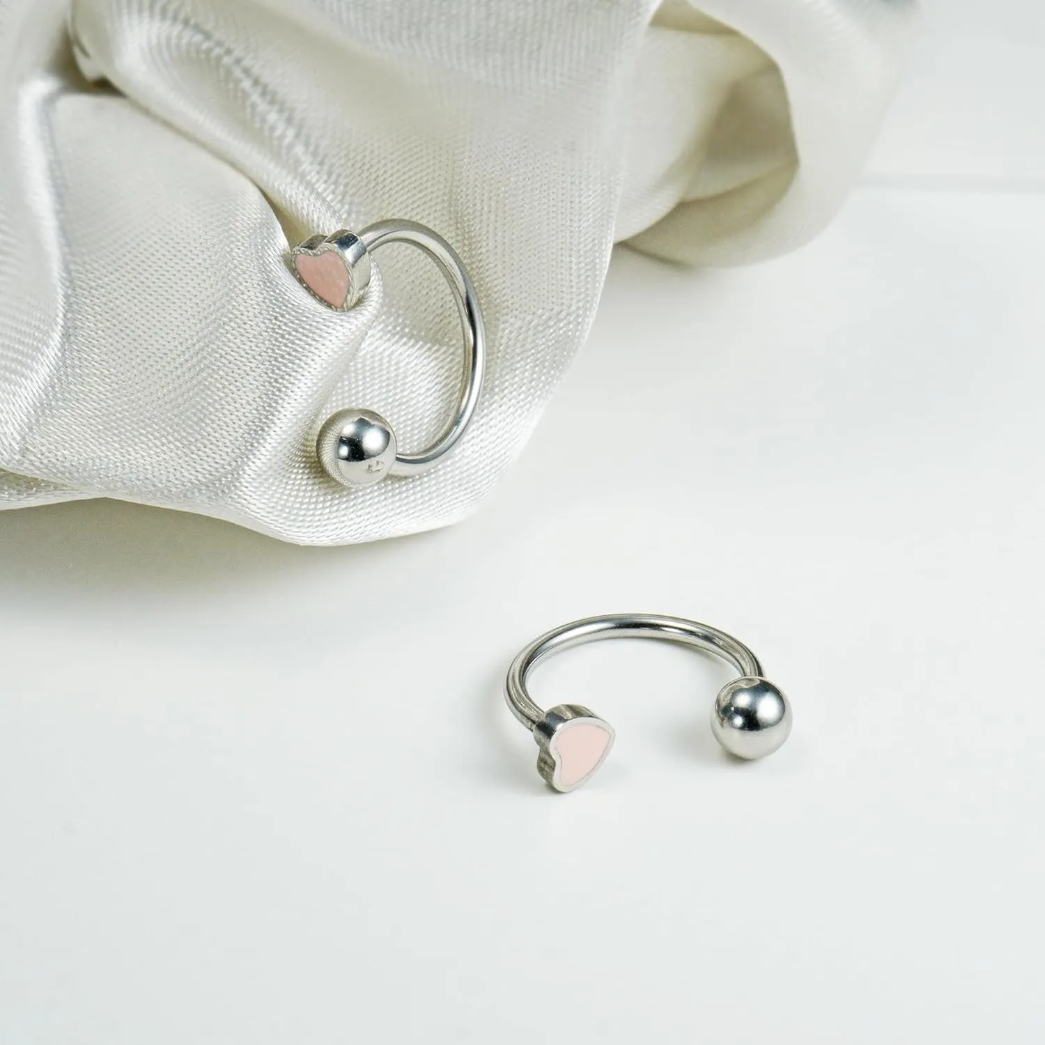 16G 2PCs Cute Heart Snake Bite Jewelry, Lip Rings Snake Bites, Horseshoe Labret Jewelry for Lip Piercing, Black Red Pink, 8mm 10mm 12mm