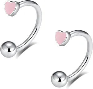 16G 2PCs Cute Heart Snake Bite Jewelry, Lip Rings Snake Bites, Horseshoe Labret Jewelry for Lip Piercing, Black Red Pink, 8mm 10mm 12mm