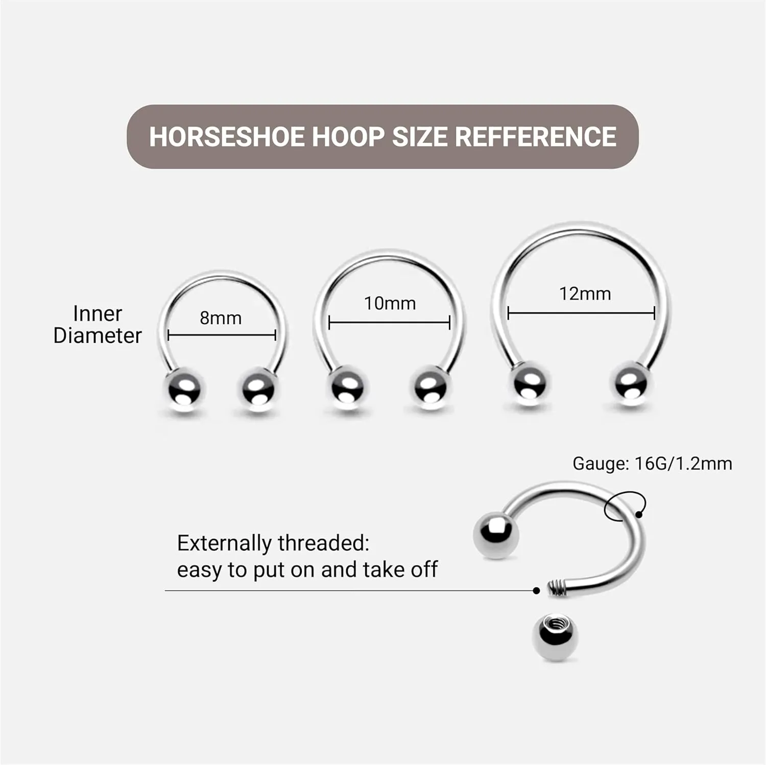 16G 2PCs Dragon Claw and Spike Snake Bite Jewelry, Hoop Lip Rings Snake Bites, Horseshoe Labret Jewelry for Lip Piercing, 8mm 10mm 12mm Hoop