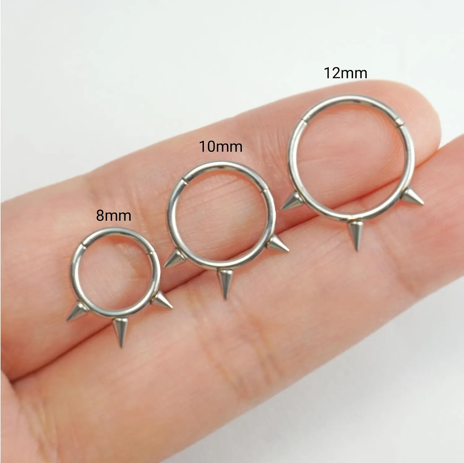 16G 2PCs Spike Clicker Snake Bite Jewelry, Septum Ring, Hoop Lip Rings Snake Bites, Labret Jewelry for Lip Piercing, Cartilage Hoop Earrings, 8mm 10mm 12mm