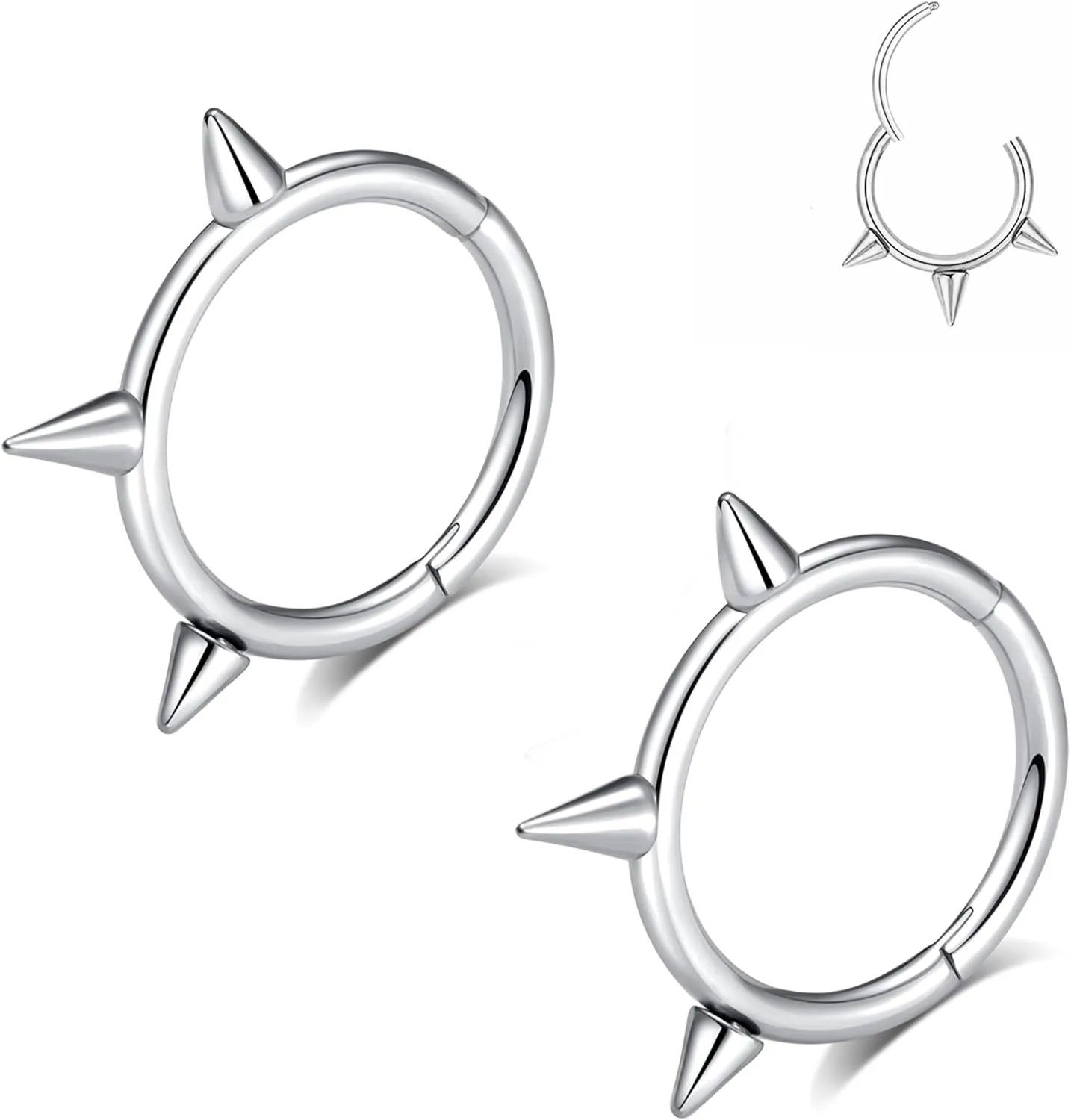 16G 2PCs Spike Clicker Snake Bite Jewelry, Septum Ring, Hoop Lip Rings Snake Bites, Labret Jewelry for Lip Piercing, Cartilage Hoop Earrings, 8mm 10mm 12mm