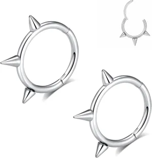 16G 2PCs Spike Clicker Snake Bite Jewelry, Septum Ring, Hoop Lip Rings Snake Bites, Labret Jewelry for Lip Piercing, Cartilage Hoop Earrings, 8mm 10mm 12mm