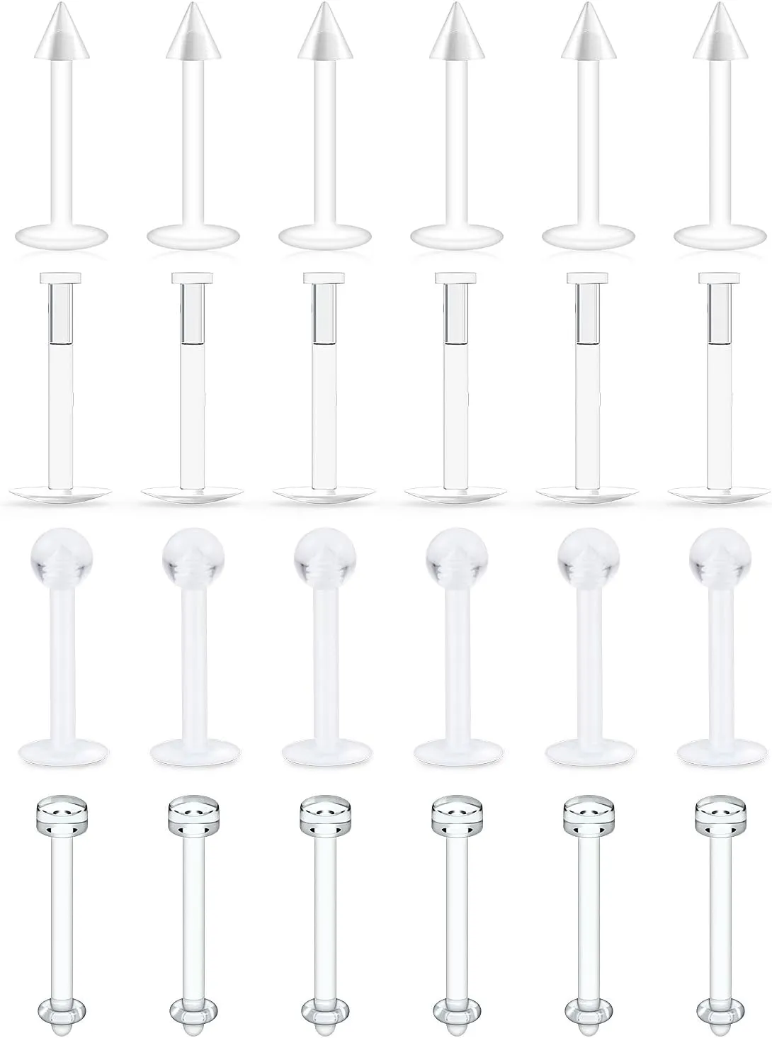 16G Clear Plastic Lip Labret Stud Rings Monroe Medusa Ashley Piercing Retainer Jewelry Flat Back Push in Flexible Bioflex Tragus Helix Cartilage Earring Stud 8mm 10mm