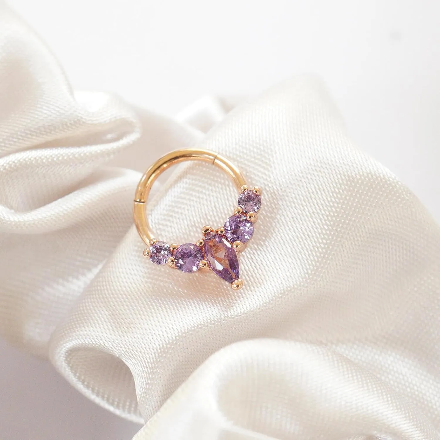 16G Gemstone Septum Ring Jewelry for Septum Piercing Surgical Steel, CZ Daith Earring Jewelry for Daith Piercing