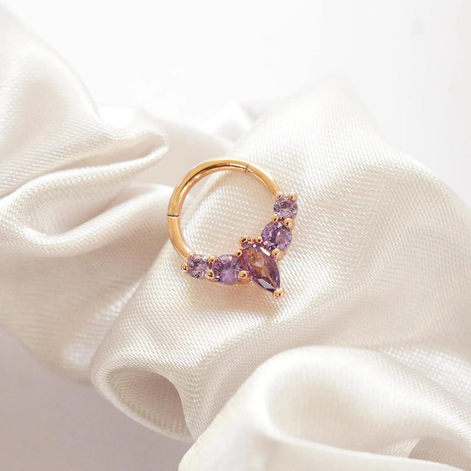 16G Gemstone Septum Ring Jewelry for Septum Piercing Surgical Steel, CZ Daith Earring Jewelry for Daith Piercing