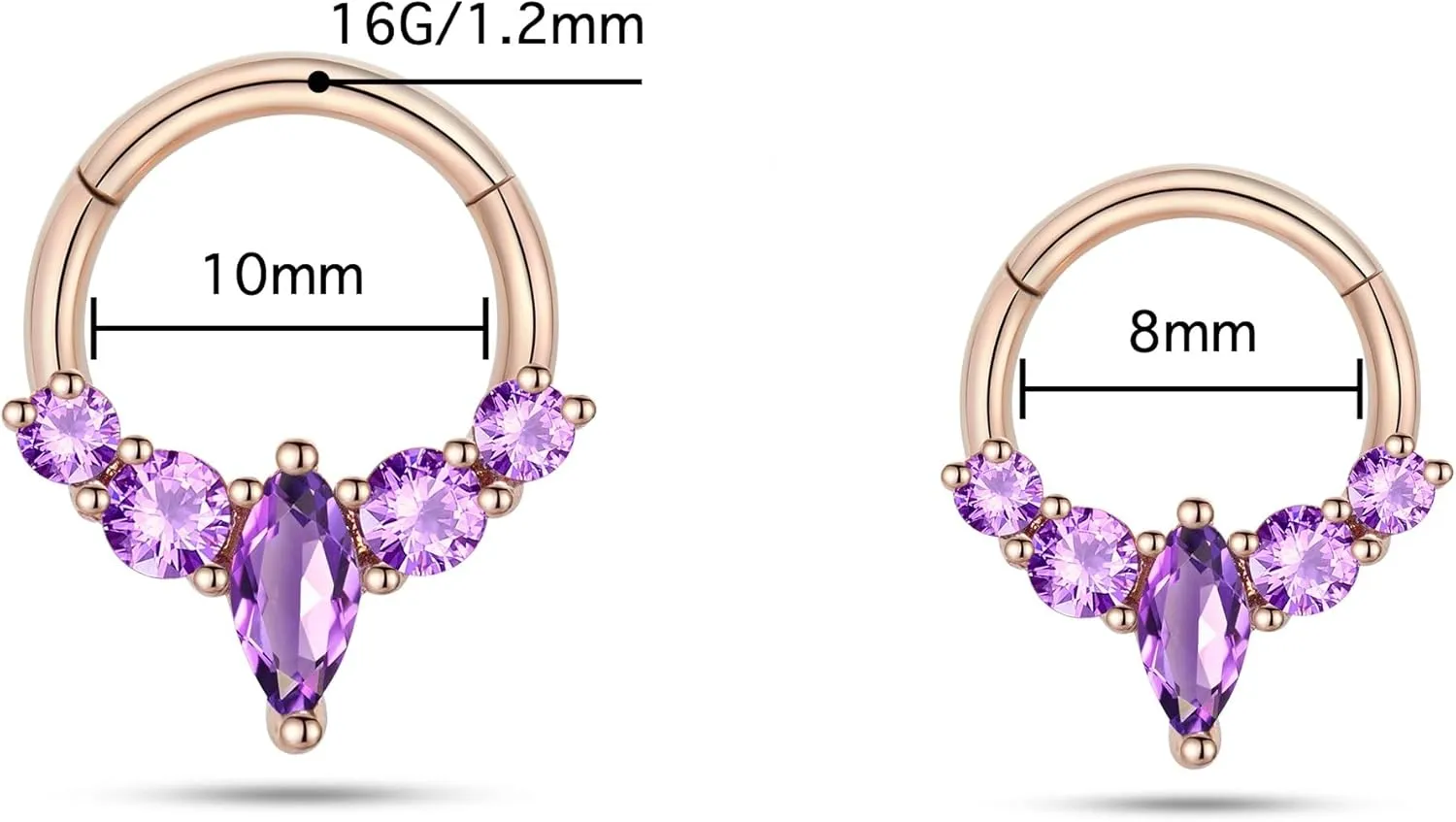16G Gemstone Septum Ring Jewelry for Septum Piercing Surgical Steel, CZ Daith Earring Jewelry for Daith Piercing