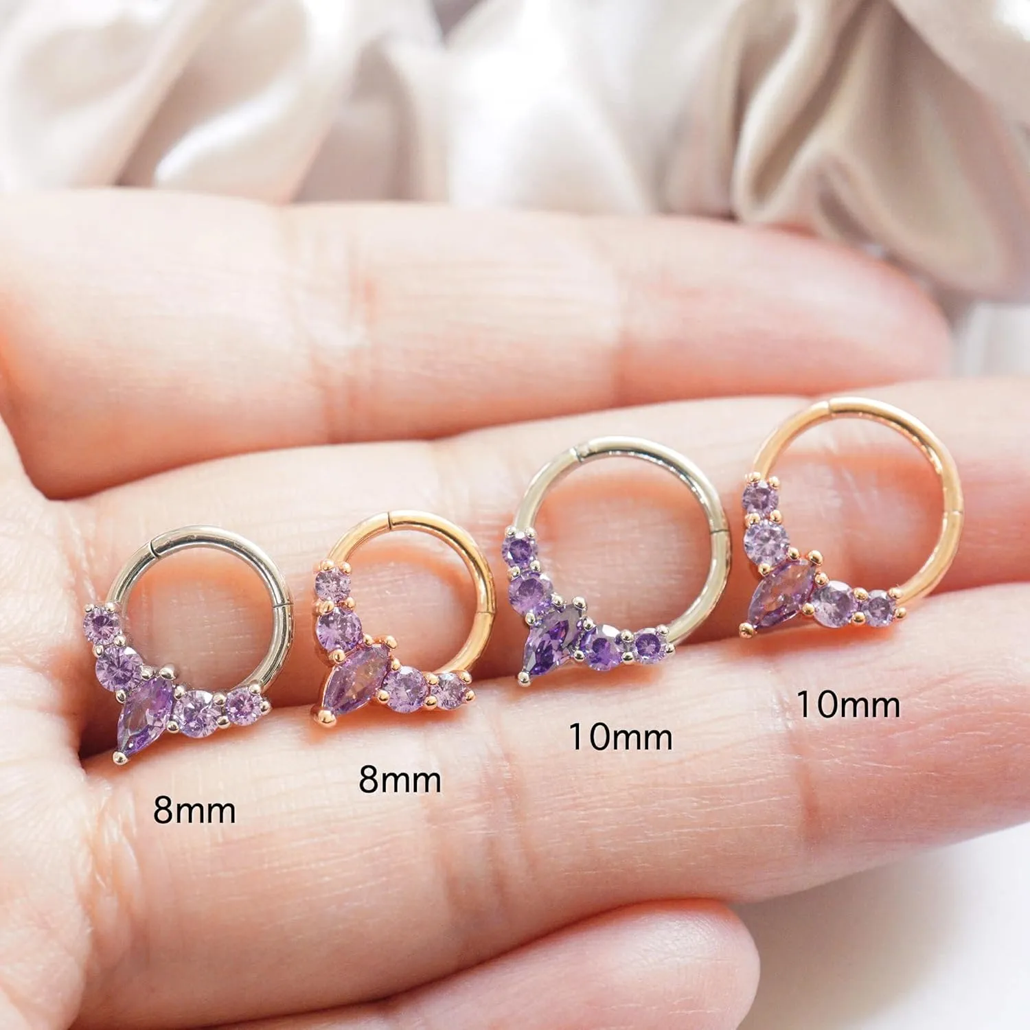 16G Gemstone Septum Ring Jewelry for Septum Piercing Surgical Steel, CZ Daith Earring Jewelry for Daith Piercing