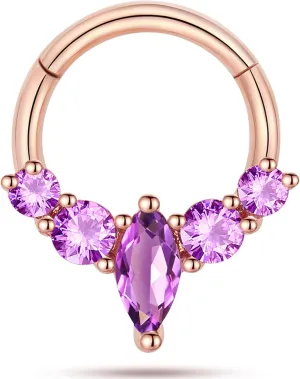 16G Gemstone Septum Ring Jewelry for Septum Piercing Surgical Steel, CZ Daith Earring Jewelry for Daith Piercing