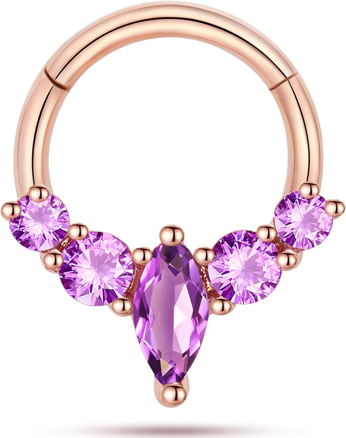 16G Gemstone Septum Ring Jewelry for Septum Piercing Surgical Steel, CZ Daith Earring Jewelry for Daith Piercing