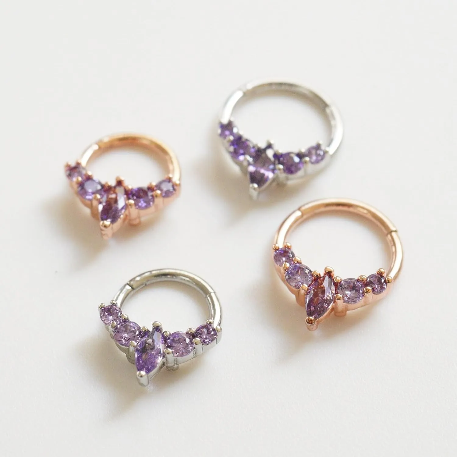 16G Gemstone Septum Ring Jewelry for Septum Piercing Surgical Steel, CZ Daith Earring Jewelry for Daith Piercing