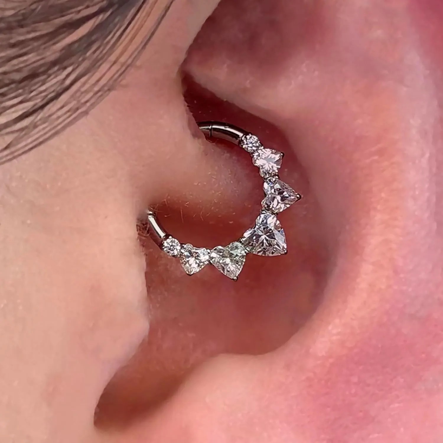 16G Heart CZ Septum Ring Surgical Steel Daith Earring, Gold/Silver Septum Jewelry for Septum Piercing, Septum Clicker Daith Piercing Jewelry 16 Gauge 8mm/10mm