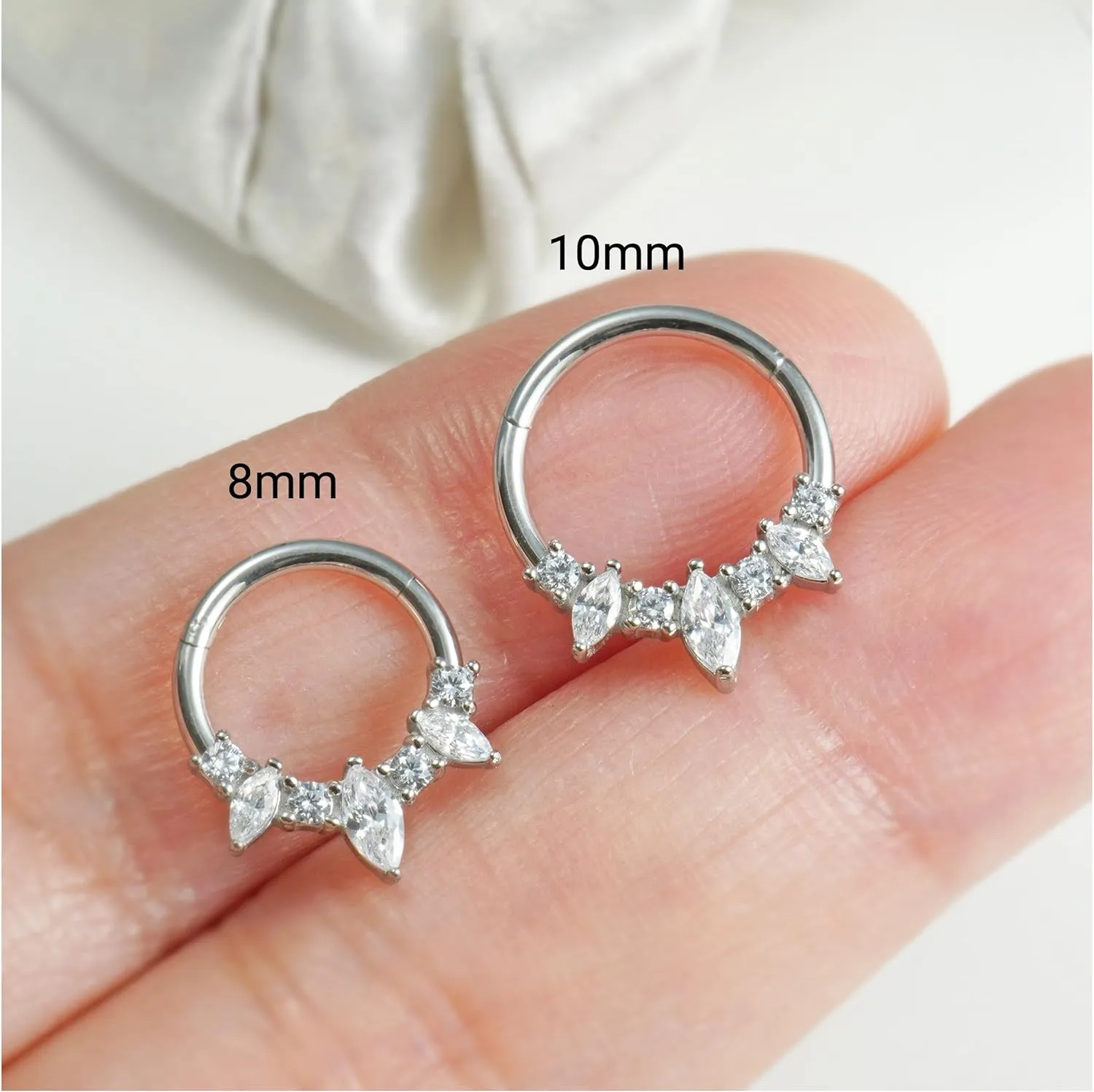 16G Septum Ring Surgical Steel Daith Earring, CZ Gemstone Septum Clicker Daith Piercing Jewelry