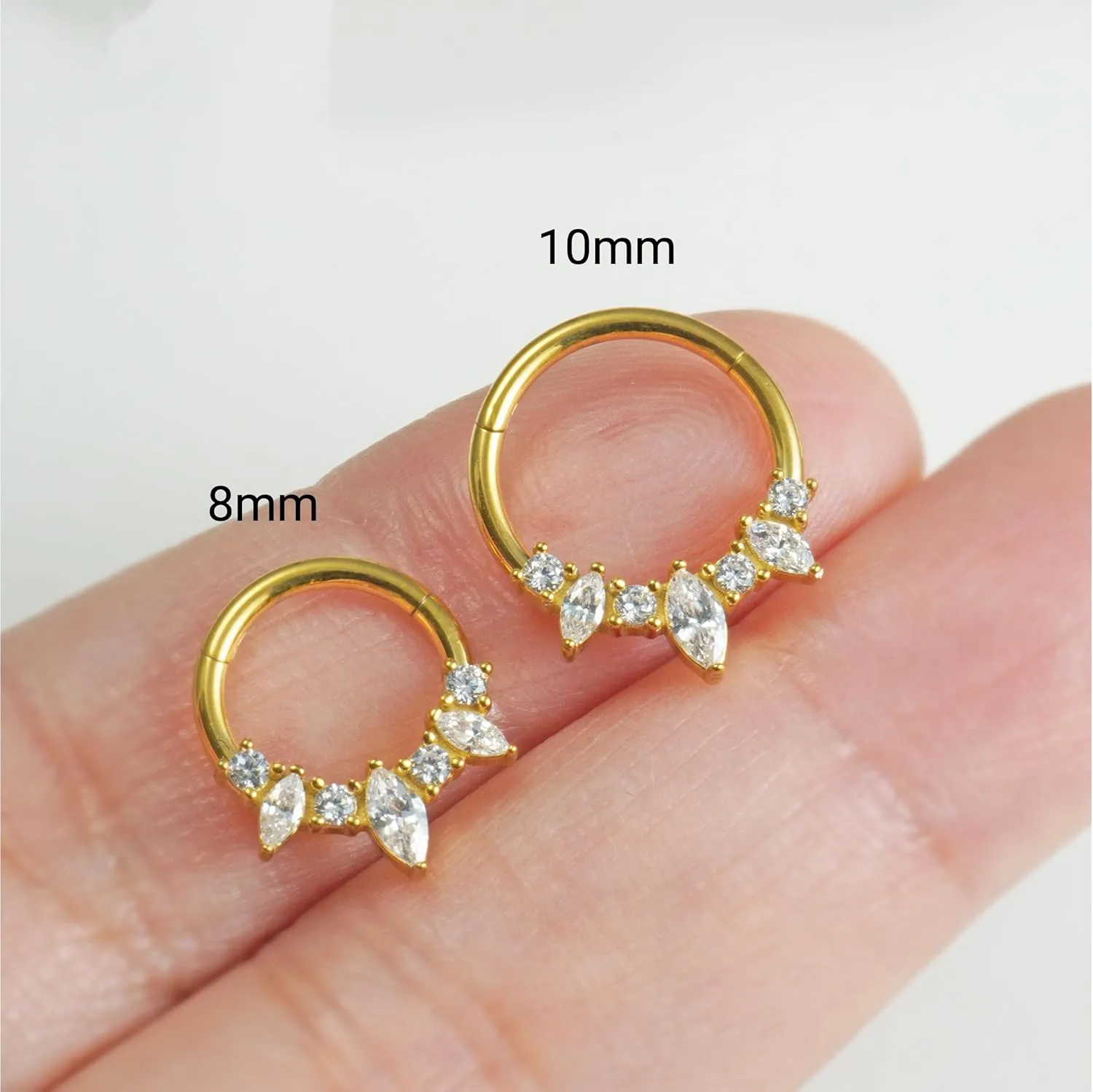 16G Septum Ring Surgical Steel Daith Earring, CZ Gemstone Septum Clicker Daith Piercing Jewelry