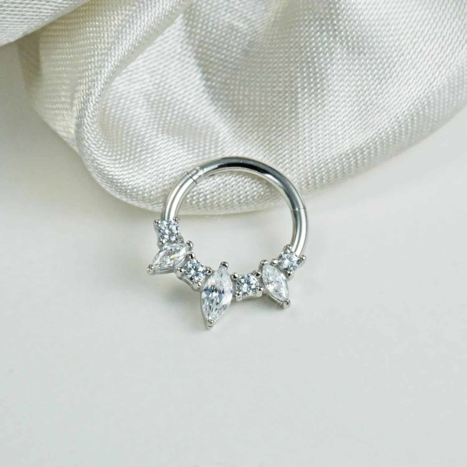 16G Septum Ring Surgical Steel Daith Earring, CZ Gemstone Septum Clicker Daith Piercing Jewelry