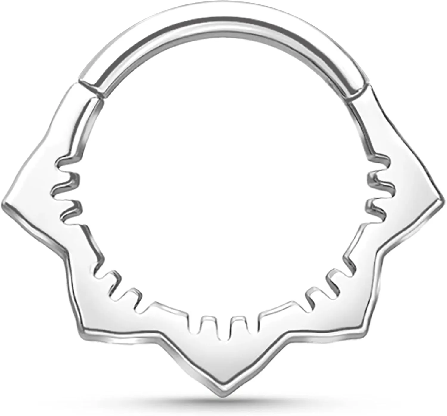 16G Septum Ring Surgical Steel Daith Earring, Septum Jewelry for Septum Piercing, Septum Clicker Daith Piercing Jewelry 16 Gauge (Silver Flower, 16G-8mm)