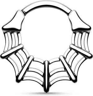 16G Spider Web Septum Ring Surgical Steel Daith Earring, Goth Septum Jewelry for Septum Piercing, Punk Septum Clicker Daith Piercing Jewelry 16 Gauge 8mm