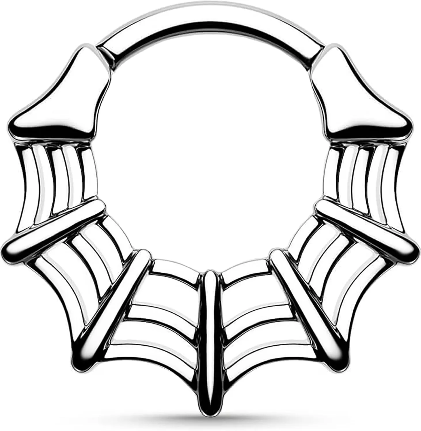 16G Spider Web Septum Ring Surgical Steel Daith Earring, Goth Septum Jewelry for Septum Piercing, Punk Septum Clicker Daith Piercing Jewelry 16 Gauge 8mm