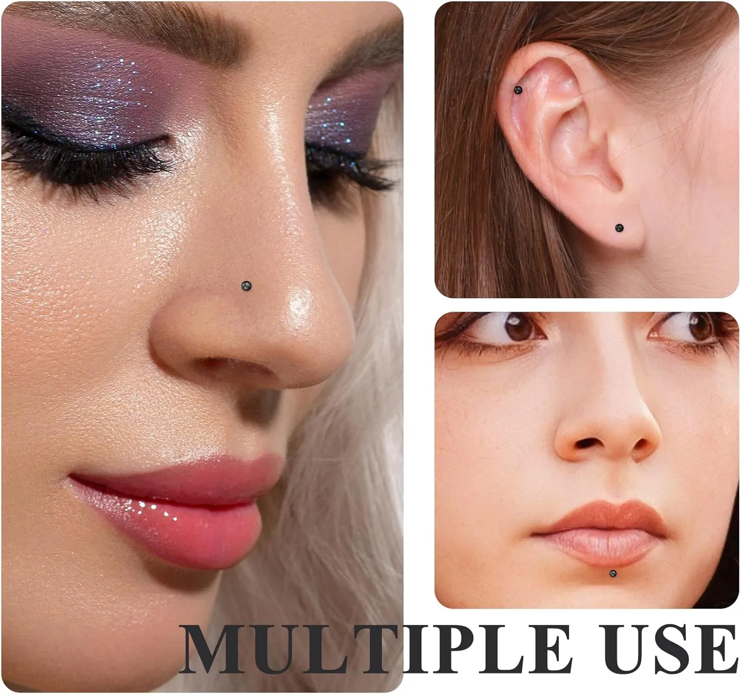 18-28Pcs Clear Nose Studs 20G Plastic Nose Rings for Surgery Bioflex Nose Piercing Retainer Invisible nose stud for Work Hypoallergenic Septum Lip Eyebrow Tongue Earrings Body Piercings Jewelry for Women Men