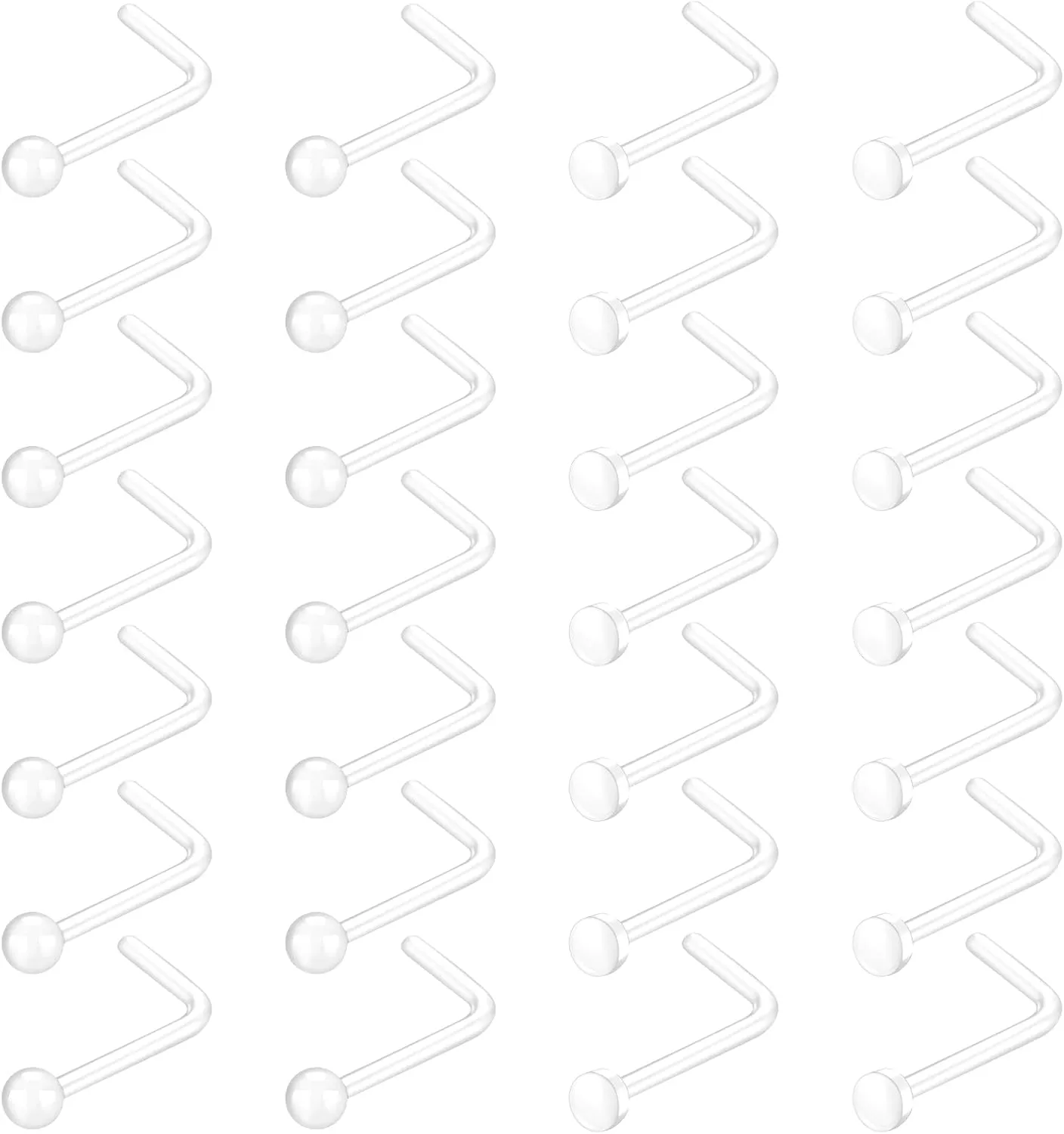 18-28Pcs Clear Nose Studs 20G Plastic Nose Rings for Surgery Bioflex Nose Piercing Retainer Invisible nose stud for Work Hypoallergenic Septum Lip Eyebrow Tongue Earrings Body Piercings Jewelry for Women Men