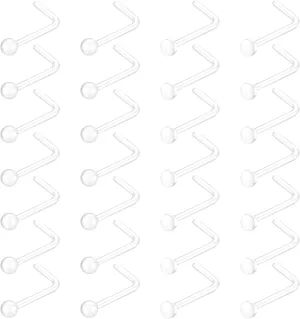 18-28Pcs Clear Nose Studs 20G Plastic Nose Rings for Surgery Bioflex Nose Piercing Retainer Invisible nose stud for Work Hypoallergenic Septum Lip Eyebrow Tongue Earrings Body Piercings Jewelry for Women Men
