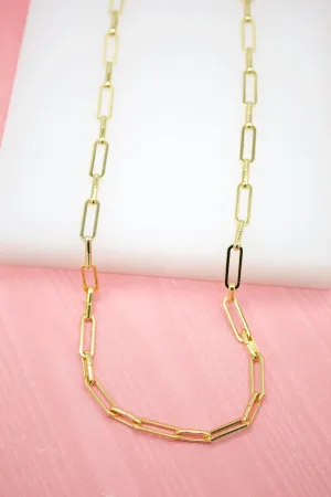 18K Gold Filled 3mm Designed Textured Link Chain