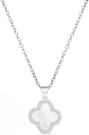 18K Gold Plated Clover Necklace, Crystal Rhinestone Inlay, Trendy Cute Simple Jewelry Gifts for Women