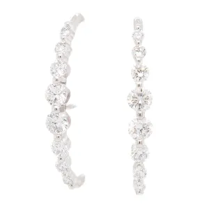 18k White Gold Diamond Crescent Earrings