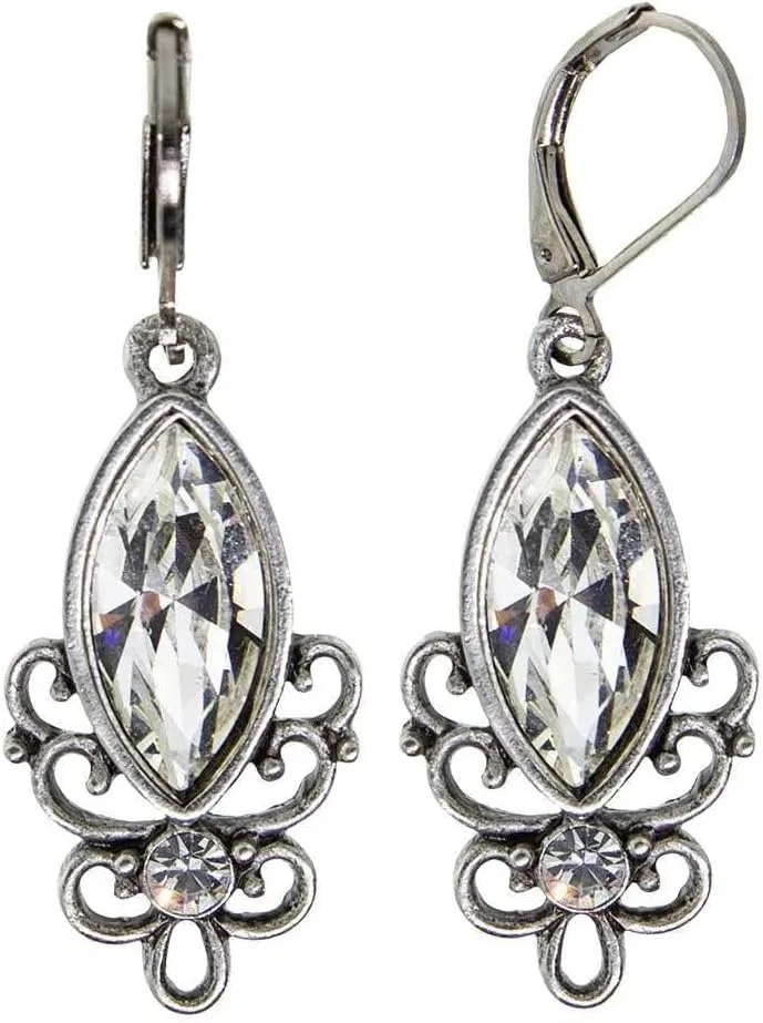 1928 Jewelry Renaissance Glam Crystal Filigree Drop Earrings