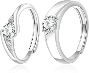 1CT Moissanite Couple Rings Matching - 925 Sterling Silver Moissanite Engagement Rings Couples Wedding Ring Sets Promise Rings for Wife Women Men Valentine's Day Anniversary