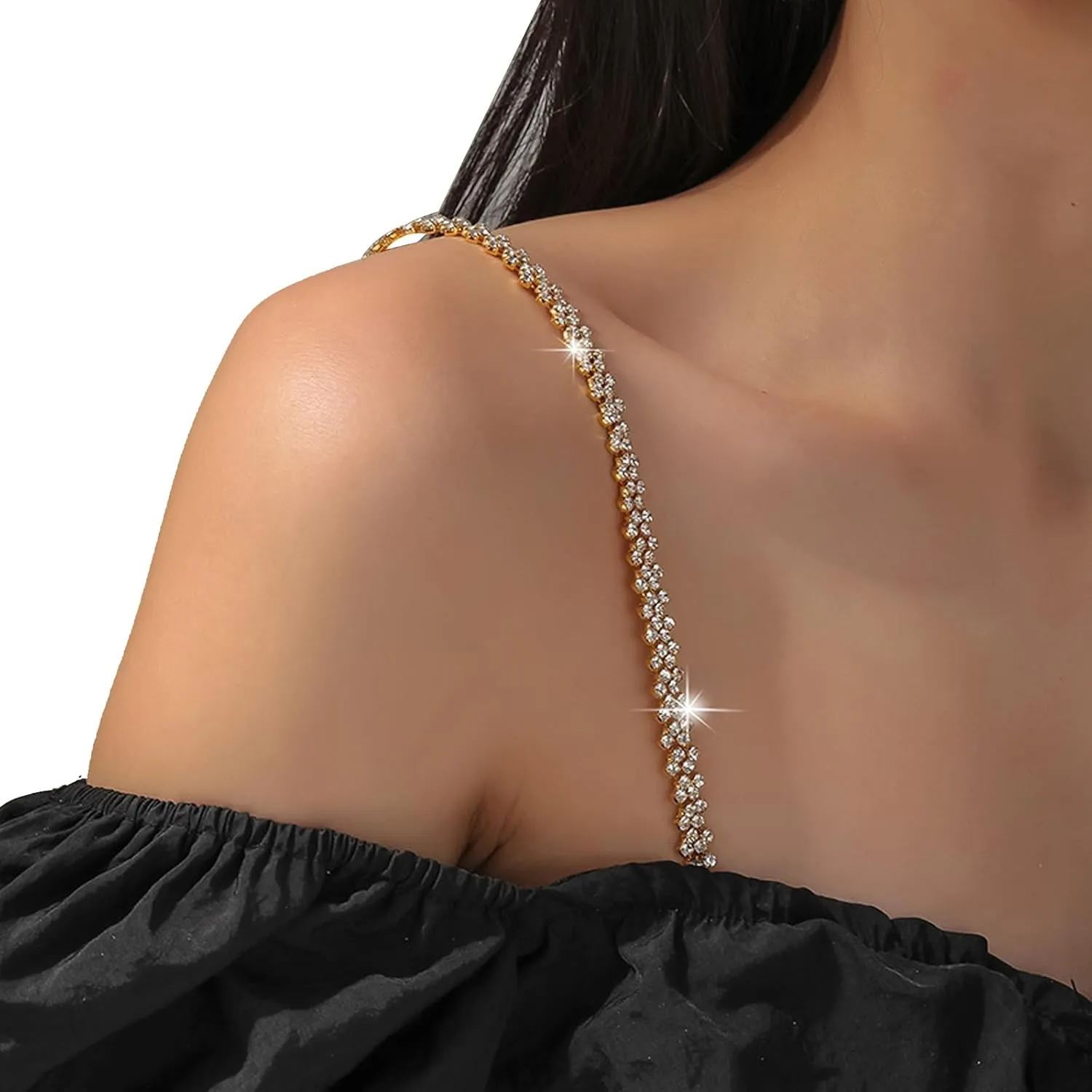 1Pair Multi-layered Rhinestone Shoulder Strap Chain for Women Sexy Crystal Strap Underwear Chain Bridal Wedding Bra Straps Dress Accessories Jewelry